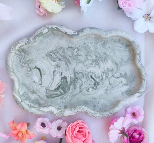 Plateau nuage Jesmonite vert