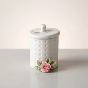 Bougeoir avec couvercle, motifs petits cœurs, pot en résine naturelle de qualité